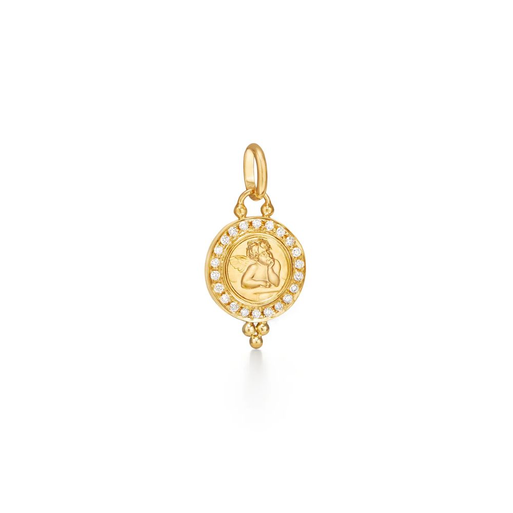 Temple St. Clair 18k Yellow Gold Small Pave Diamond Angel Charm